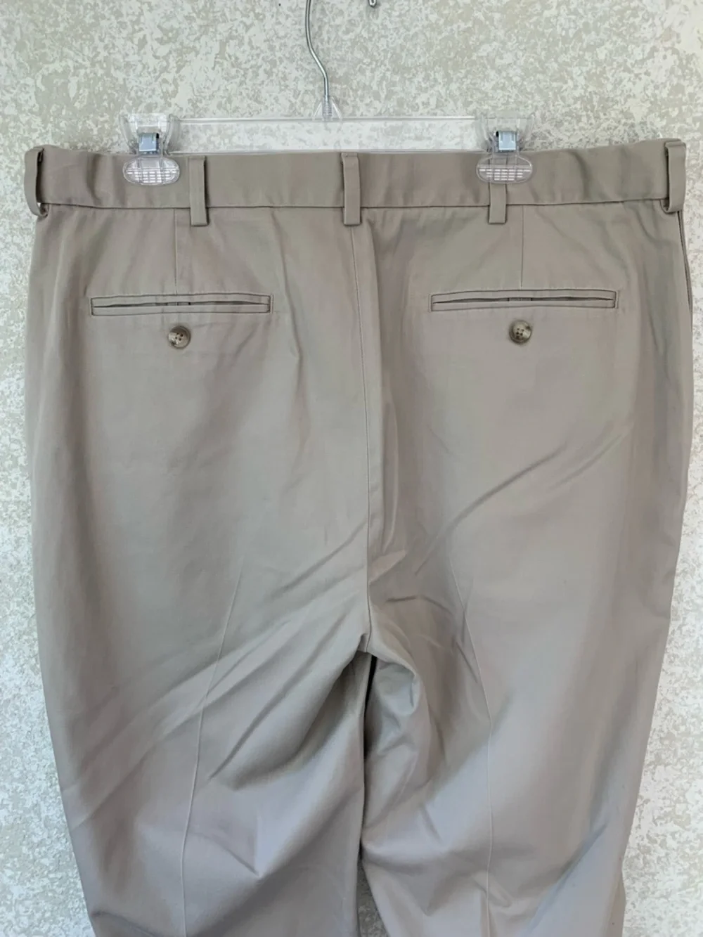 Men's Tailored Light Taupe Dress Pants 38x32 Cotton Office